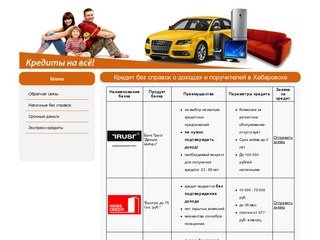 Кредит без справок о доходах и поручителей в Хабаровске