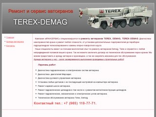 Ремонт автокранов TEREX, DEMAG - сервис в Москве и области