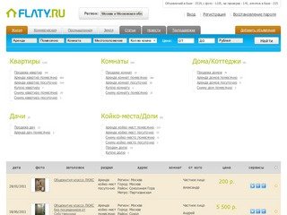 FLATY.RU - Аренда и продажа жилья в Москве и Московской области, доска объявлений