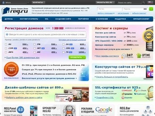 Reg.ru - регистратор доменов (во всех зонах РФ, RU, COM, NET и др.)