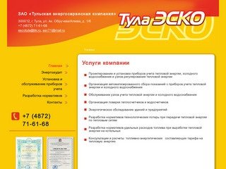 Услуги компании &amp;ndash; ЗАО «Тульская энергосервисная компания»