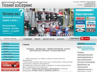 Обслуживание котельного оборудования г. Новосибирск  ООО ТехноГазСервис