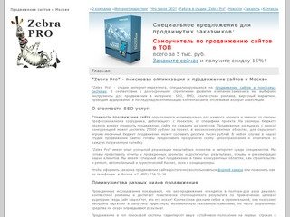  Продвижение сайтов в Москве: студия "Zebra Pro"