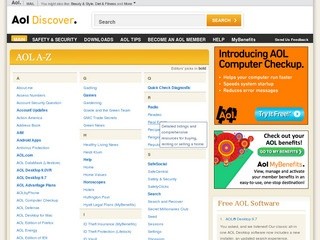 Discover AOL (Find out what's happening around the AOL service, get a complete A-to-Z site map, find free AOL products, features and more)