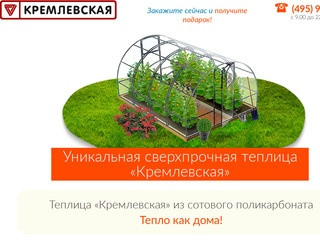 Купить теплицу Кремлевская из поликарбоната. Тел.: (495) 989-42-19