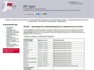 Антенны RFSpin в Москве от официального дистрибьютора - измерительные