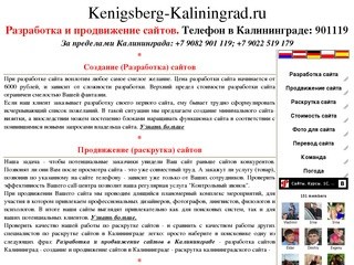 Разработка и продвижение сайтов в Калининграде. 901119. Создание сайтов.