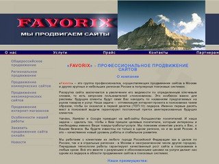 Продвижение, раскрутка сайтов в Москве и столичном регионе. О компании "Favorix".
