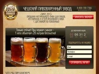 Чешский пивоваренный завод. Продажа натурального пива премиум класса.