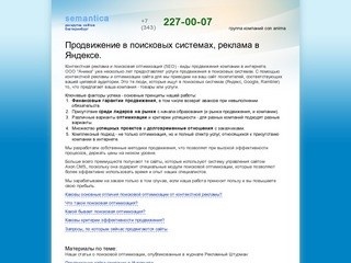 Контекстная реклама и Поисковая оптимизация Екатеринбург. Анима Semantica Семантика