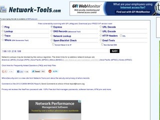 Traceroute, Ping, Domain Name Server (DNS) Lookup, WHOIS (Network-Tools.com and NWTools.com are trademarks of HELP.org, LLC)