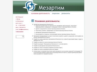 ООО "Мезартим" - Основная деятельность