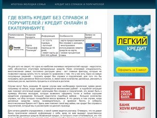 Где взять кредит без справок и поручителей / кредит онлайн в Екатеринбурге