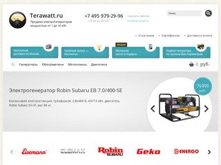 Terawatt.ru — интернет-магазин генераторов. Бензиновые и дизельные электростанции 