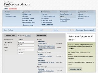 Банки Тамбова, вклады, ипотека, автокредит, кредитная карта и кредит на неотложные нужды