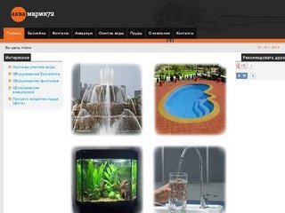Монтаж и обслуживание бассейнов, фонтанов, аквариумов, систем очистки воды.