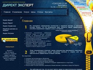 Размещение контекстной и медийной рекламы, создание рекламных текстов г. Новосибирск Директ Эксперт