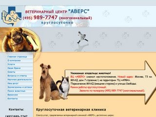 Круглосуточная ветеринарная клиника в Москве: скорая ветеринарная помощь - ветеринарный центр Аверс