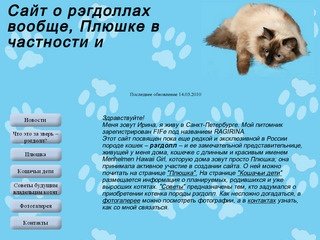 Сайт о рэгдоллах, Плюшке и питомнике Ragirina