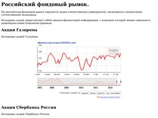 Акции российского фондового рынка. Газпром, Сбербанк, ГМК Норильский Никель.
