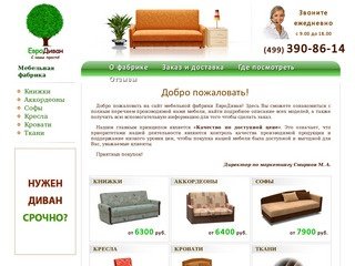 Мебельная фабрика ЕвроДиван - недорогие диваны, кресла и кровати от производителя в Москве