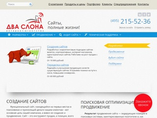 Создание сайтов в Москве, заказать разработку сайта в веб-студии — Два Слона