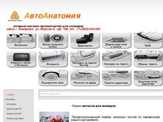 Интернет магазин автозапчастей в Кемерово «АвтоАнатомия». Онлайн каталоги.