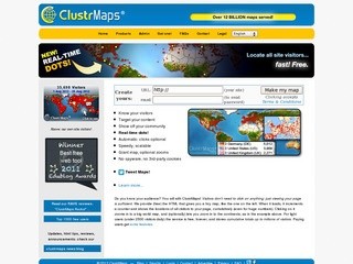 ClustrMaps - карта местоположений посетителей сайтов