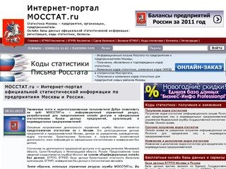 МОССТАТ - сайт официальной статистической информации, статистика Москвы и России