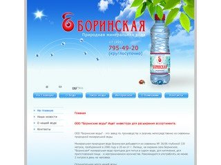 Минеральная питьевая вода Боринская - Главная Производство и продажа