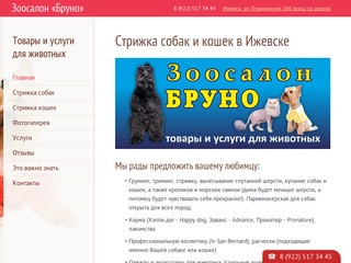 Зоосалон «Бруно» в Ижевске. Стрижка кошек и собак. Зоотовары для домашних животных.