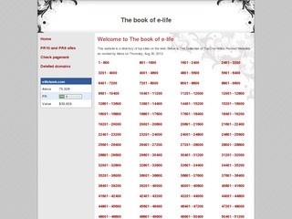 The book of e-life - list of domains