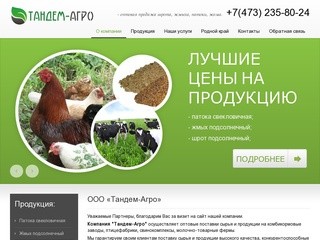 Тандем-Агро в Воронеже - купить оптом шрот, жмых, патоку, жом.